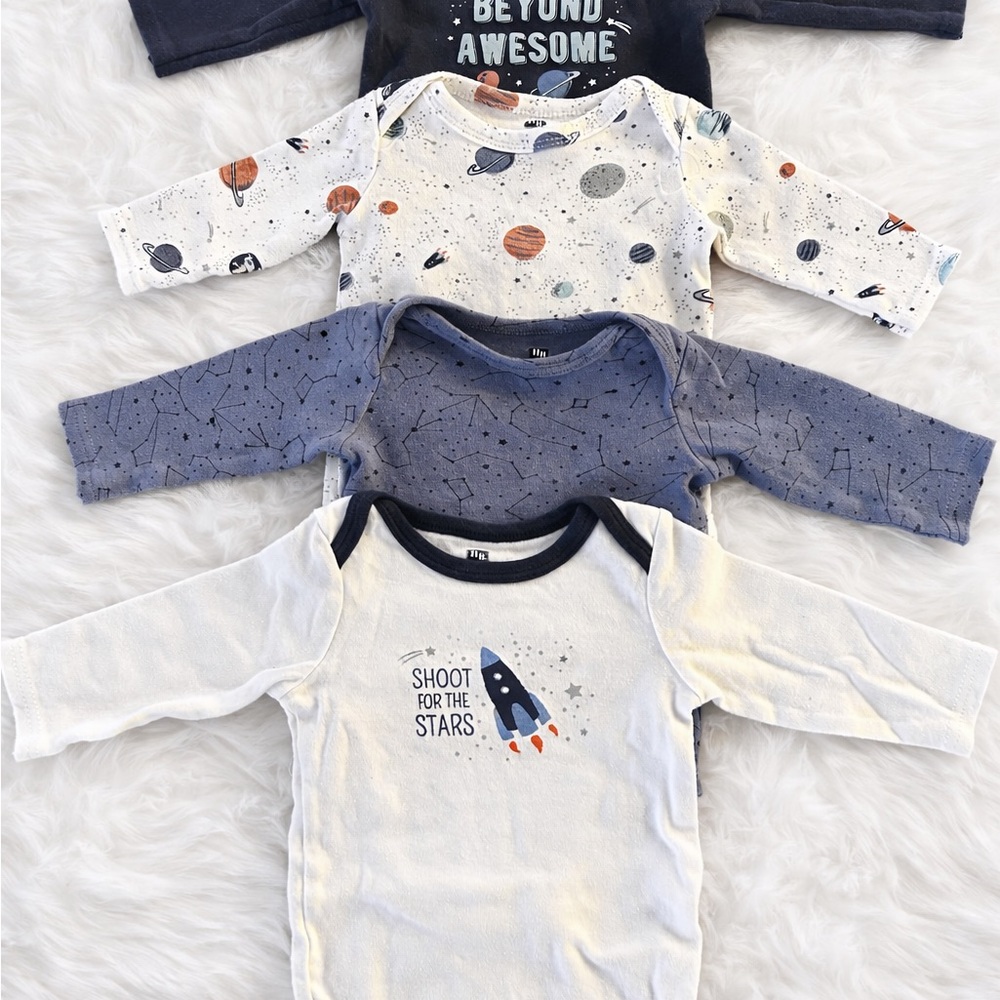 Space-Themed Baby Onesies Set of 4/ 3-6 mnth